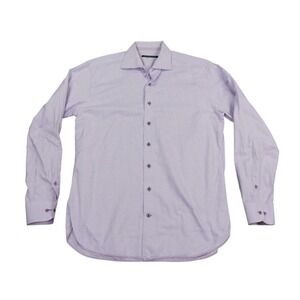 Hammer Made‎ Dress Shirt Mens 16 Lavender Micro Check Long Sleeve Button Up Work